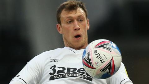 Krystian Bielik in action for Derby County