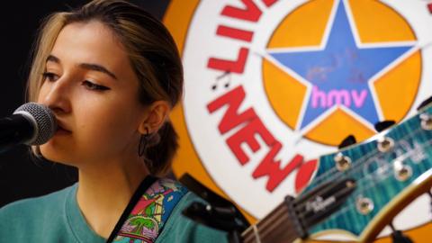 India Arkin appears at an HMV store in Newcastle as part of the launch of its new record label, 1921 Records