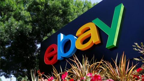 The ebay logo on a sign