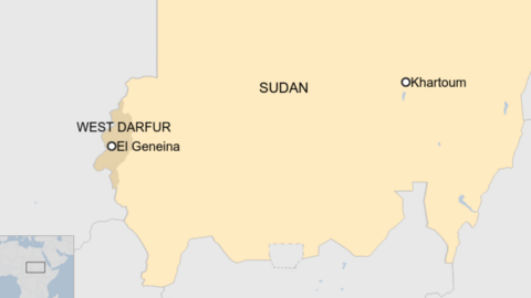 Sudan map showing El Geneina