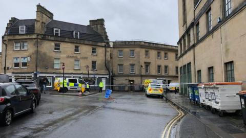 A police cordon outside McDonald's in Bath