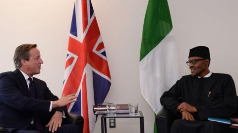 UK Prime Minister David Cameron with Nigerian President Muhammadu Buhari
