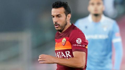 Pedro celebrates for Roma