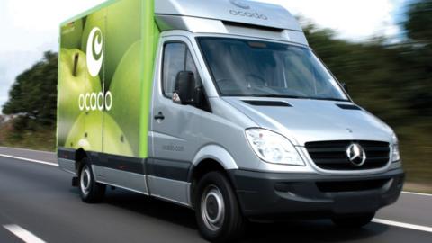 Ocado delivery van on the road