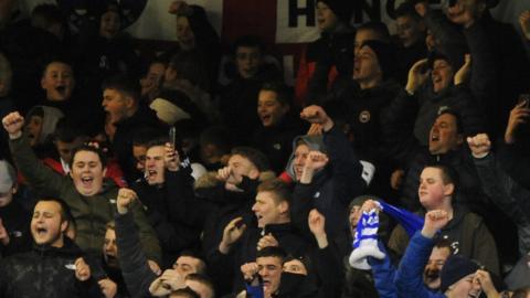 Hartlepool United fans in the stand