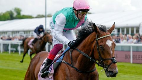 Frankie Dettori wins the Chester Vase aboard Arrest