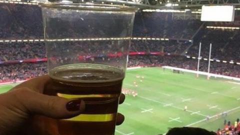 glass of beer inside Principality Stadium