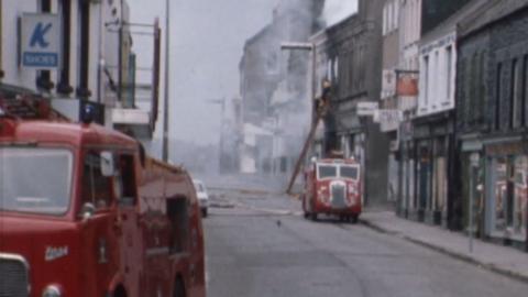 Footage from 9 October 1976, showing the street in Ballymena where the bomb detonated