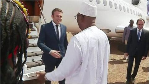 The new French president visited the West African country less than a week after taking office.