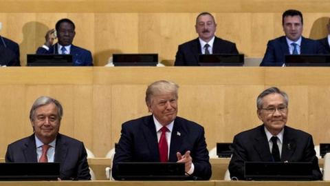 President Trump, with UN Secretary General António Guterres, at the UN, 18 Sept 2017