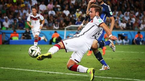 Mario Gotze scores in the 2014 World Cup final