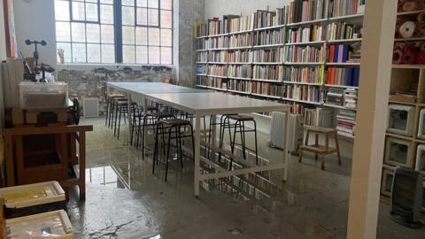 London Centre for Book Arts was flooded causing damage to books and shelves