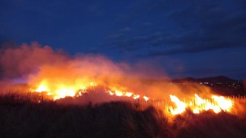 Fire at Ffrith beach