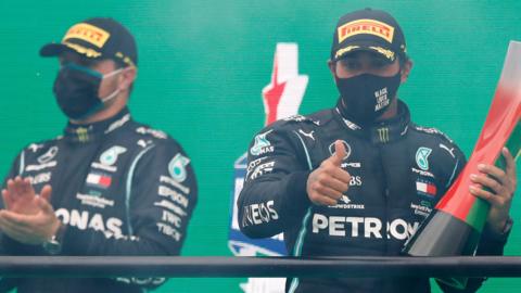 Valtteri Bottas and Lewis Hamilton at the Portuguese GP