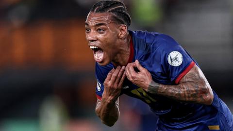 Garry Rodrigues celebrates his late winner for Cape Verde against Ghana at the 2023 Africa Cup of Nations