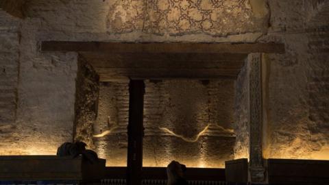 The walls of the hammam are covered with Moorish tiles