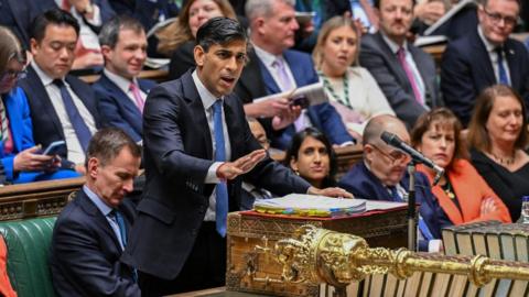 Rishi Sunak seen speaking in the House of Commons