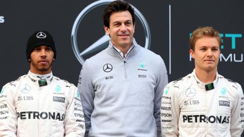 Hamilton, Wolff and Rosberg