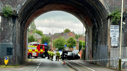 Emergency services at the scene of the crash