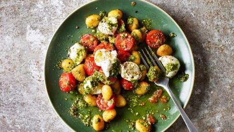 Crispy gnocchi Caprese salad.