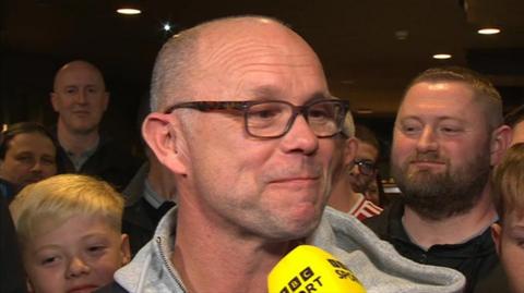 Tamworth boss Andy Peaks at the FA Cup third round draw at Old Trafford