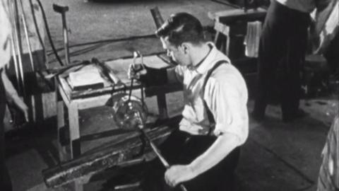 black and white picture glass blowing in 1960s