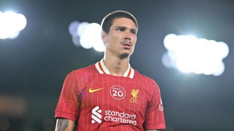 Darwin Nunez looks on for Liverpool during pre-season match
