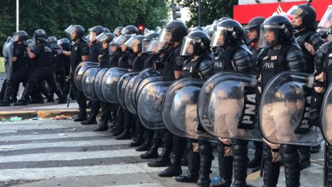 Police outside the River Plate stadium