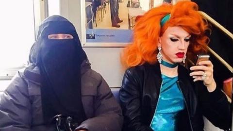 photo of burka woman and drag queen