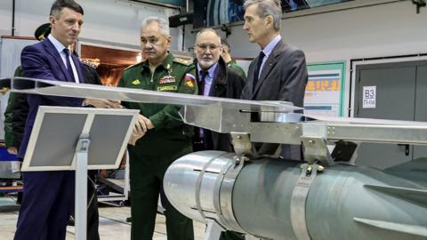 Russian Defence Minister Sergei Shoigu visiting a Russian missile factory last month