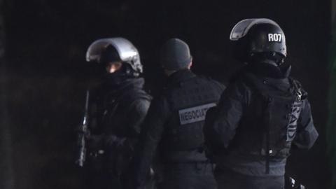 French police at the scene of the grenade incident