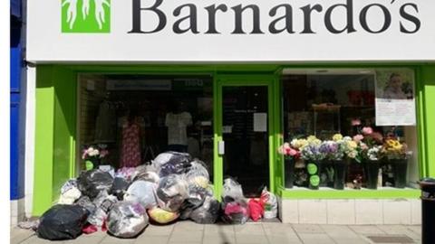 Barnardo's with donations left outside