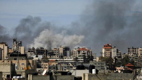Smoke rising over Gaza