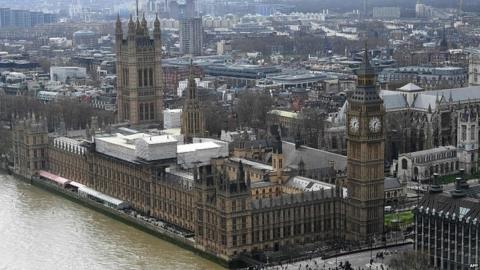 Aerial view of Palace of Westminster