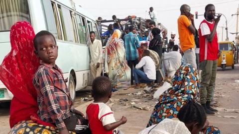 People gathering to flee clashes in Khartoum