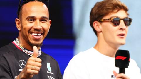 Lewis Hamilton and George Russell of Mercedes