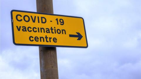 Covid vaccination centre sign