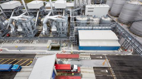 Birds eye view of Vivergo Fuels plant in Saltend