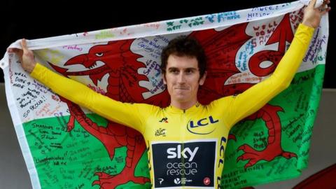 Geraint Thomas after winning the Tour de France