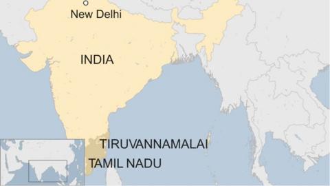 Map of Tamil Nadu state in India