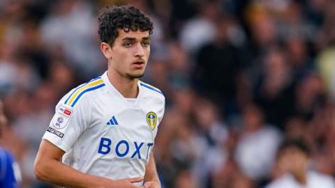 Leeds United forward Sonny Perkins (centre) during their Championship match against Cardiff City at Elland Road.