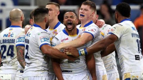 Kruise Leeming had earlier been one of Leeds Rhinos' four try scorers on Tyneside