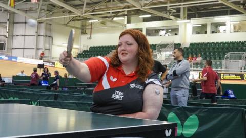 Sophie Washington playing table tennis