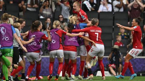Denmark celebrate scoring