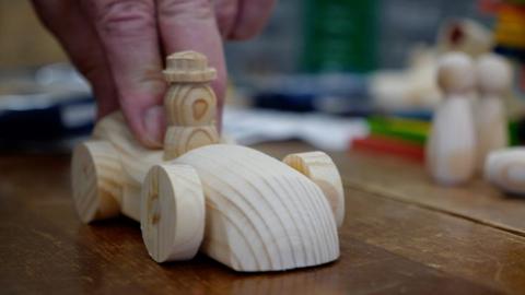 A wooden toy