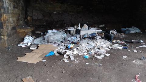 Waste dumped under North Bridge, close to Halifax town centre
