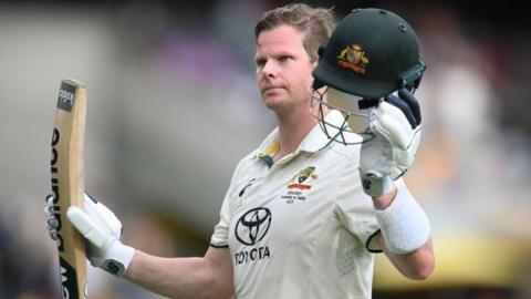 Australia's Steve Smith celebrates a Test century for Australia