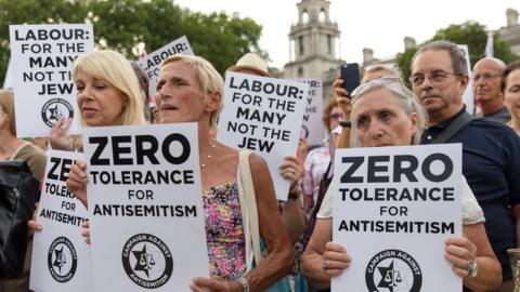 Protesters rally against anti-semitism