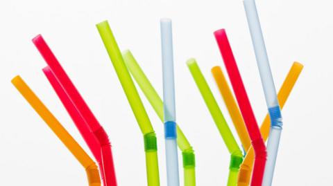 Plastic straws in various colours