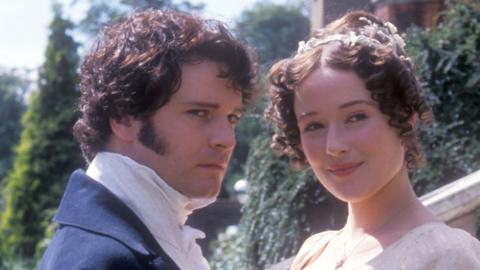 Colin Firth and Jennifer Ehle as Darcy and Bennet in BBC's Pride and Prejudice in 1995